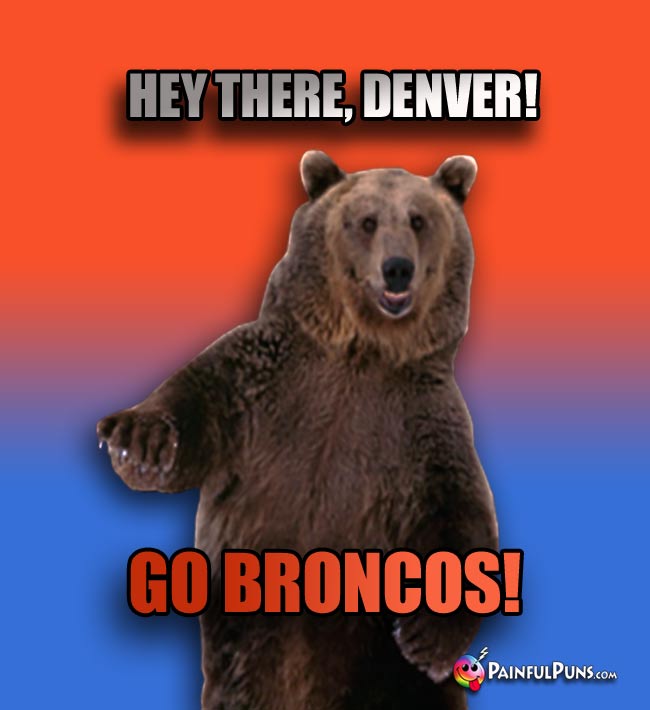 Big Bear Says: Hey there, Denver! Go Broncos!
