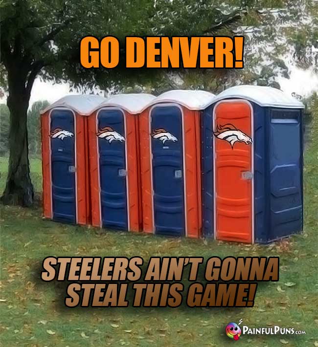 Port-o-potties say: Go Denver! Steelers ain't gonna steal this game!