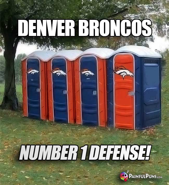 Port-o-potties say: Denver Broncos, Number 1 Defense!