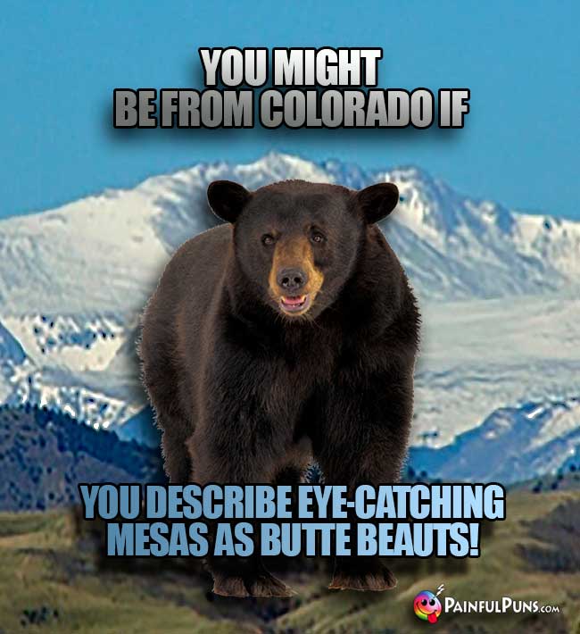 You might be from Colorado if you describe eye-catching mesas as butte beauts!
