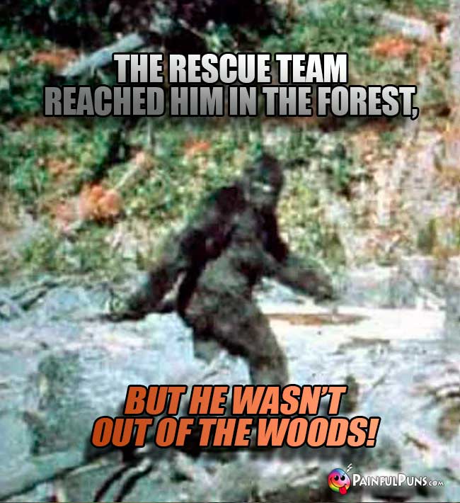 The rescue team reached him in the forest, but he wasn't outn of the woods!