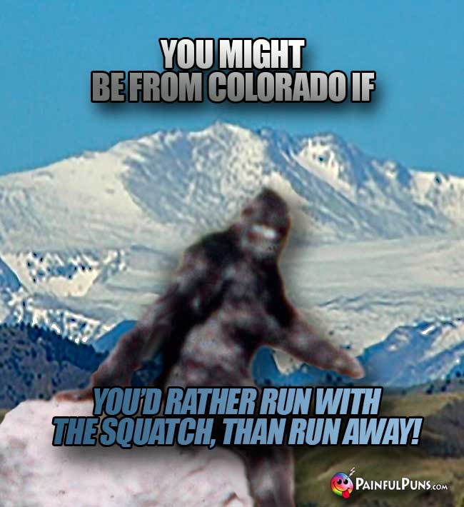 You might be from Colorado if you'd rather run with the squatch, than run away!