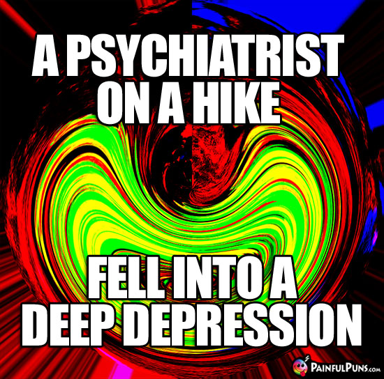 Groaner: A psychiatrist on a hike fell into a deep depression...