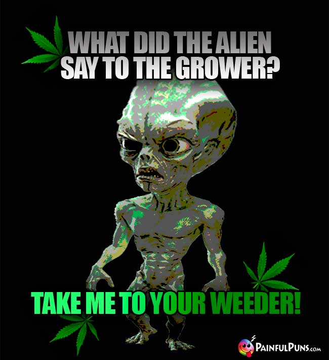 What did the alien say to the grower? Take me to your weeder!