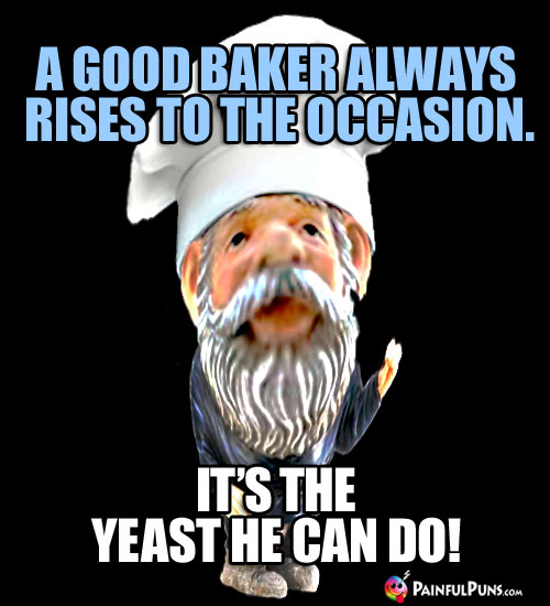 A good baker always rises to the occasion. It's the yeast he can do!