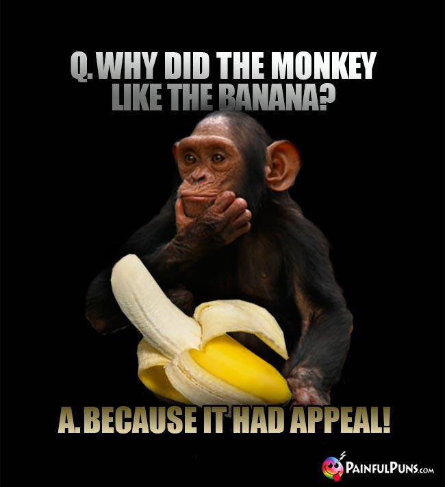 Q. Why did the monkey like the banana? A. Because it had appeal!