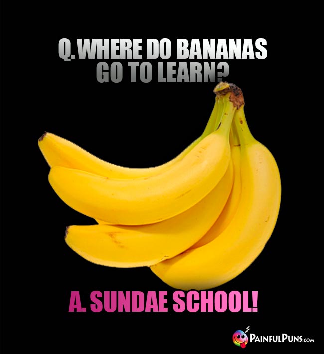 Q. Where do bananas go to learn? A. Sundae school!