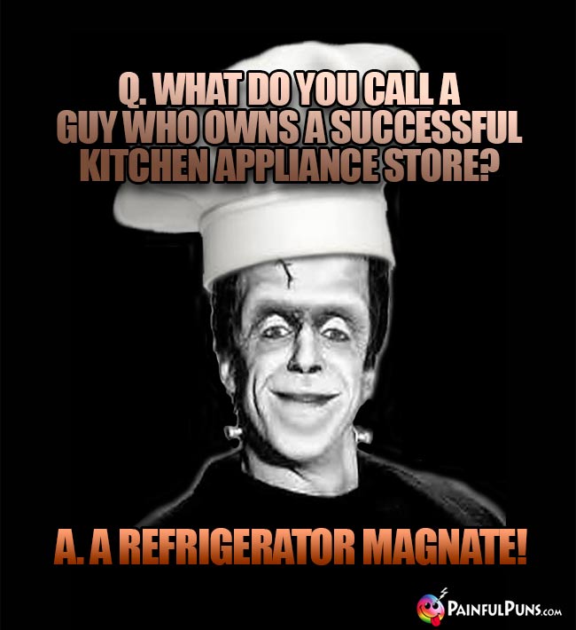 Q. What do you call a guy who owns a successful kitchen appliance store? A. A refrigerator magnate!