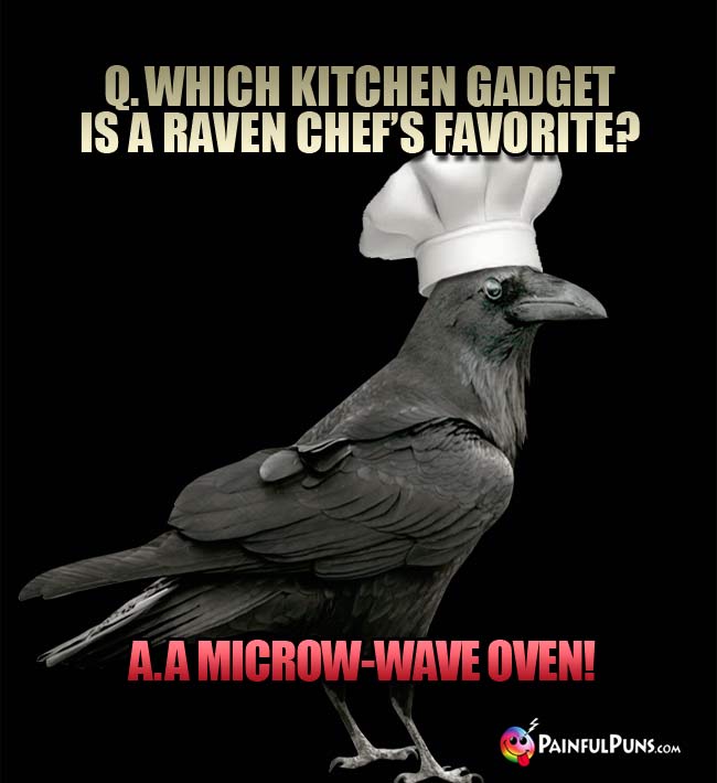 Q. Which kitchen gadget is a raven chef's favorite? A. A microw-wave oven!