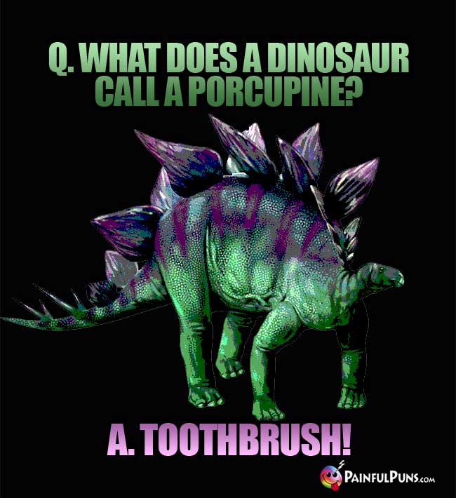 Q. What does a dinosaur call a porcupine? A. Toothbrush!