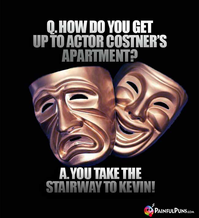 Q. How do you get up to actor Costner's apartment? A. You take the stairway to Kevin!