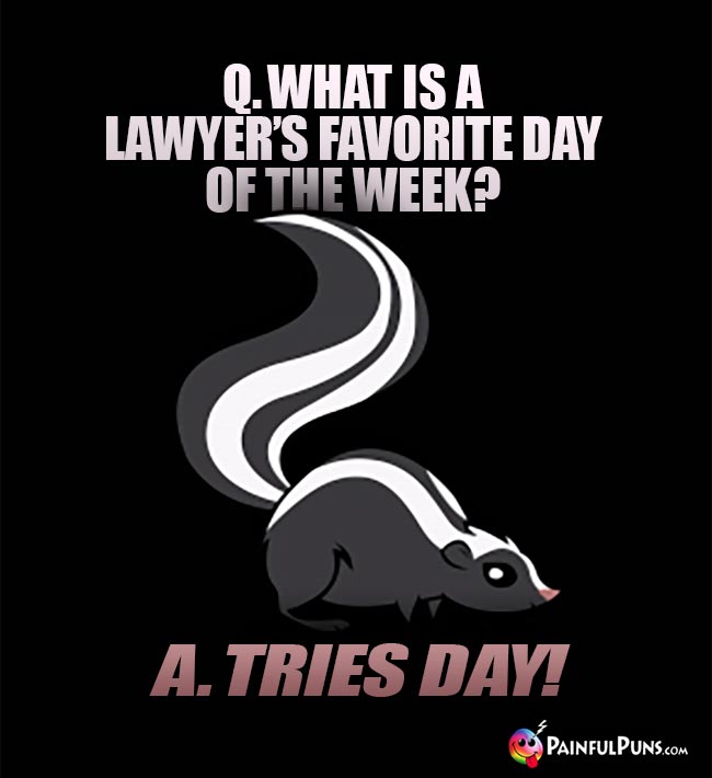 Q. What is a lawyer's favorite day of the week? A. Tries Day!