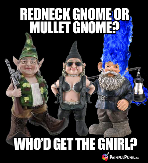 Redneck gnome of mullet gnome? Who'd get the gnirl?