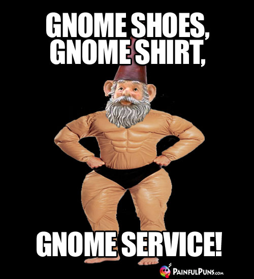 Gnome Shoes, Gnome Shirt, Gnome Service!