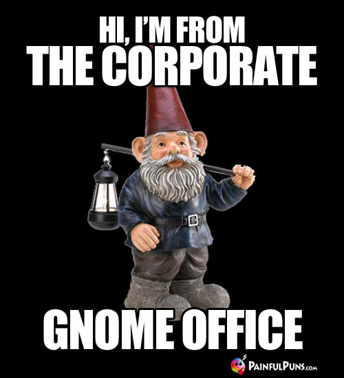 Hi, I'm from the corporate gnome office.