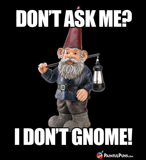 Don't ask me? I don't gnome!