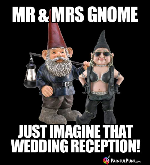 Mr & Mrs Gnome. Just imagine that wedding reception