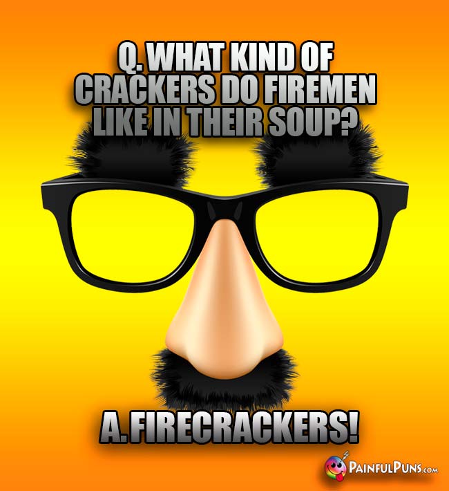 Q. What kind of crackers do firement like in their soup? A. Firecreackers!