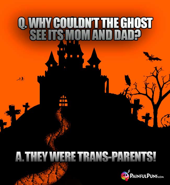 Q. Why couldn't the ghost see its mom and dad? A. They were trans-parents!