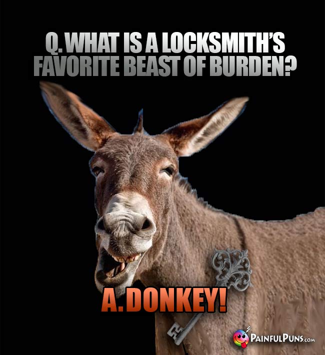 Q. What is a locksmith's favorite beast of burden? A. Donkey!