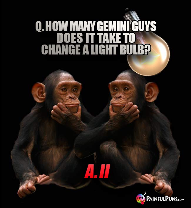Q. How many Gemini guys does it take to change a light bulb? A. II