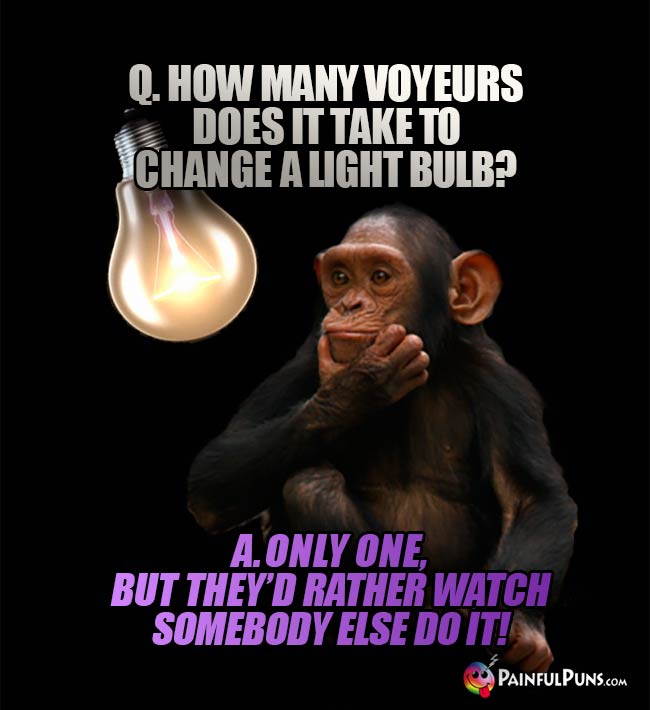 Q. How many boyeurs does it take to change a light bulb? A. Only one, but they'd rather watch somebody else do it!