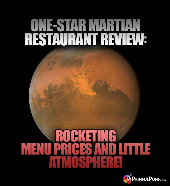 One-Star Martian Restaurant Review: Rocketing menu prices and little atmosphere!