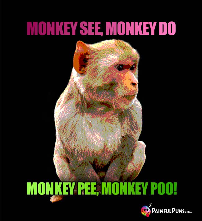Monkey see, monkey do, monkey pee, monkey poo!