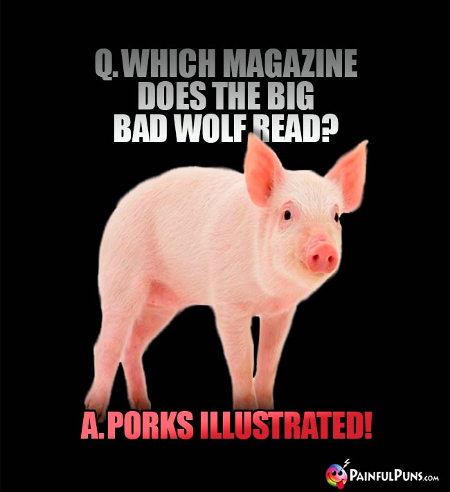 Q. Which magazine does the big bad wolf read? A. Porks Illustrated!