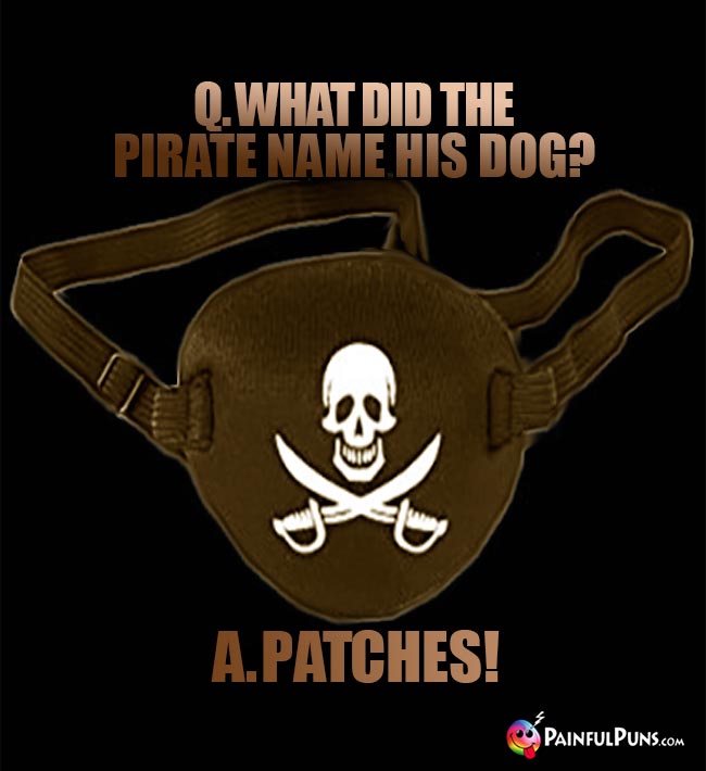 Q. What did the pirate name his dog? A. Patches!