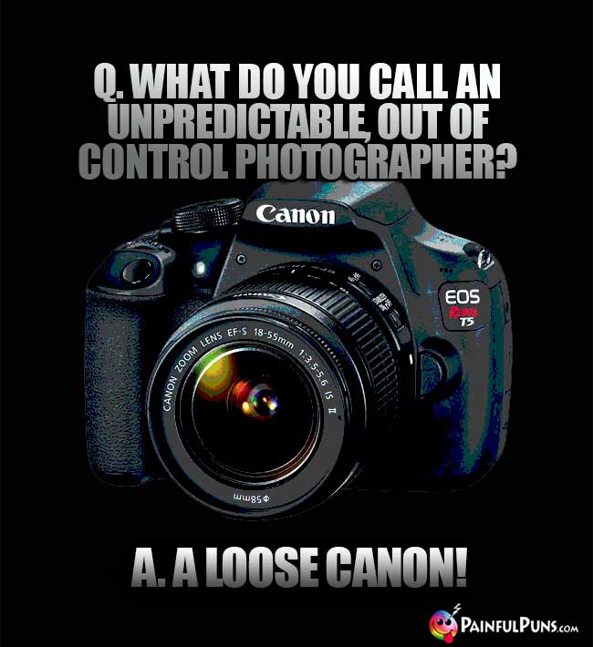Q. What do you call an unpredictable out of control photographer? A. A Loose Canon!