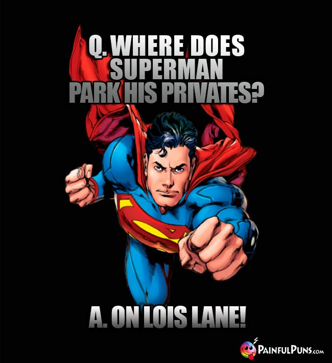 Q. Where does Superman park his privates? A. On Lois Lane!