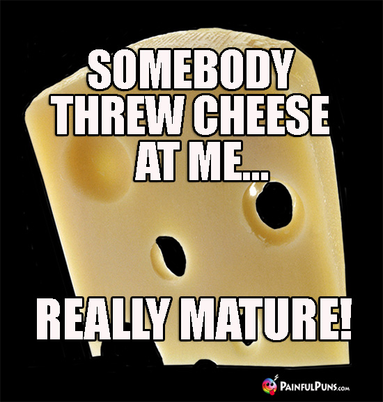 Cheesy Joke: Somebody Threw Cheese at Me... Really Mature!