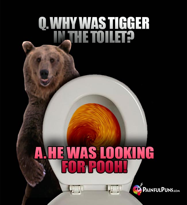 Q. Why was Tigger in the toilet? A. He was looking for Pooh!