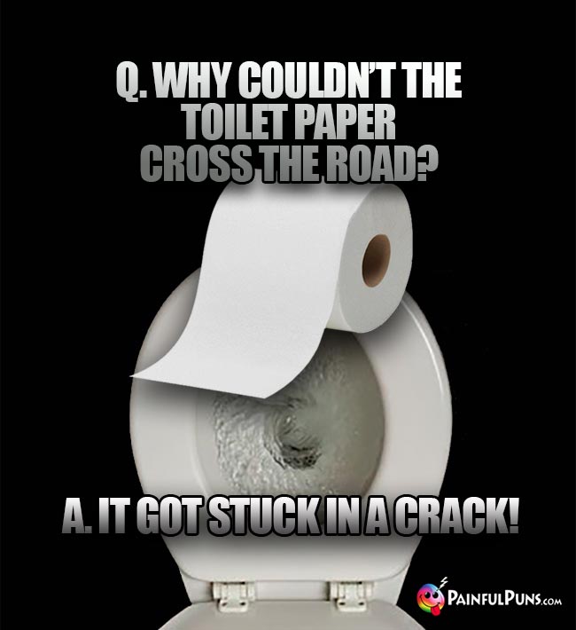 Q. Why couldn't the toilet paper cross the road? A. It got stuck in a crack!