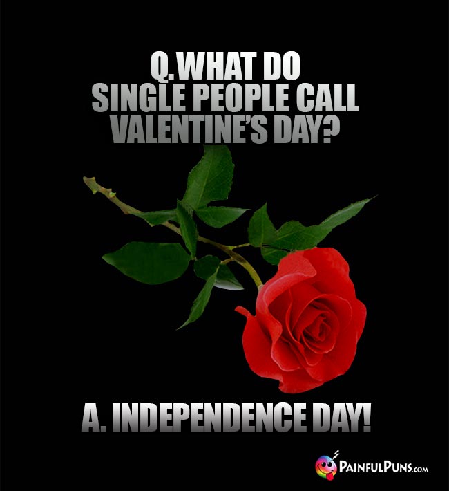 Q. What do single people call Valentine's Day? A. Independence Day!