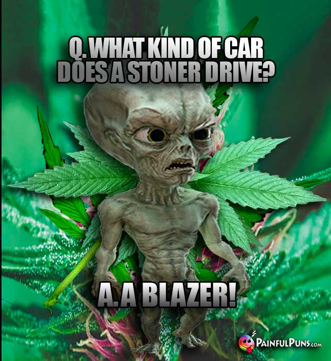 Q. What kind of car does a stoner drive? A. A Blazer!