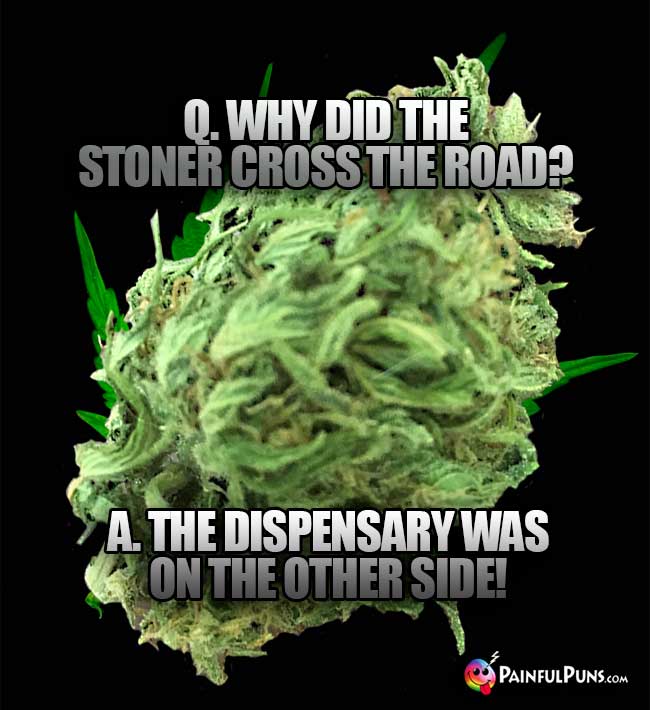 Q. Why did the stoner cross the road? A. The dispensary was on the other side!