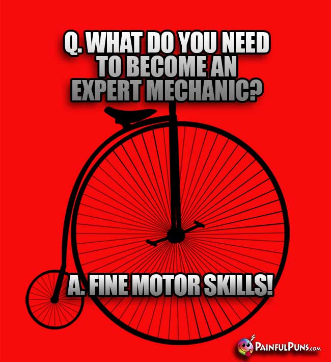 Q. What do you need to become an expert mechanic? A. Fine Motor Skills!