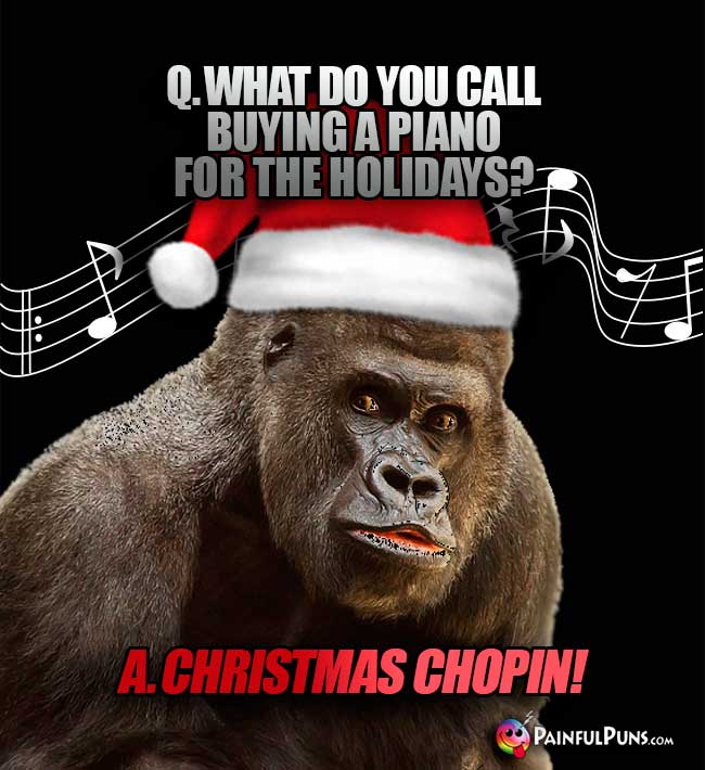 Q. What do you call buying a piano for the holidays? A. Christmas Chopin!